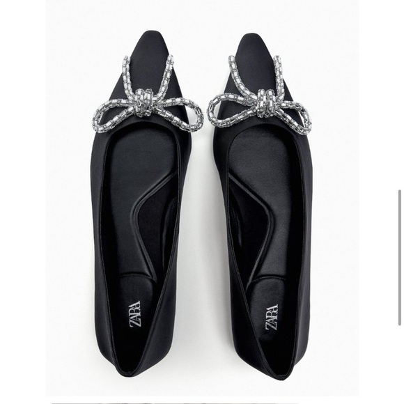 Zara Embellished Bow ballet flats in Black New with Tags! - Picture 4 of 14